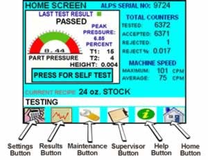 ALPS Leak Tester Controls - main screen