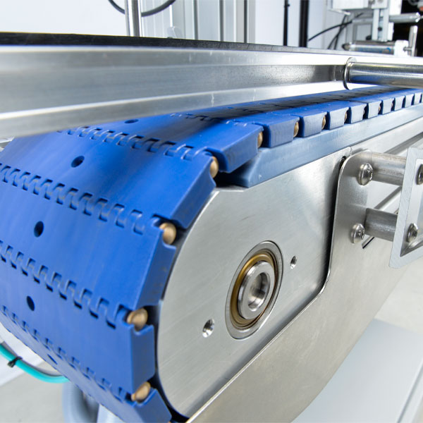 QuickCheck Linear Leak Tester blue conveyor belt